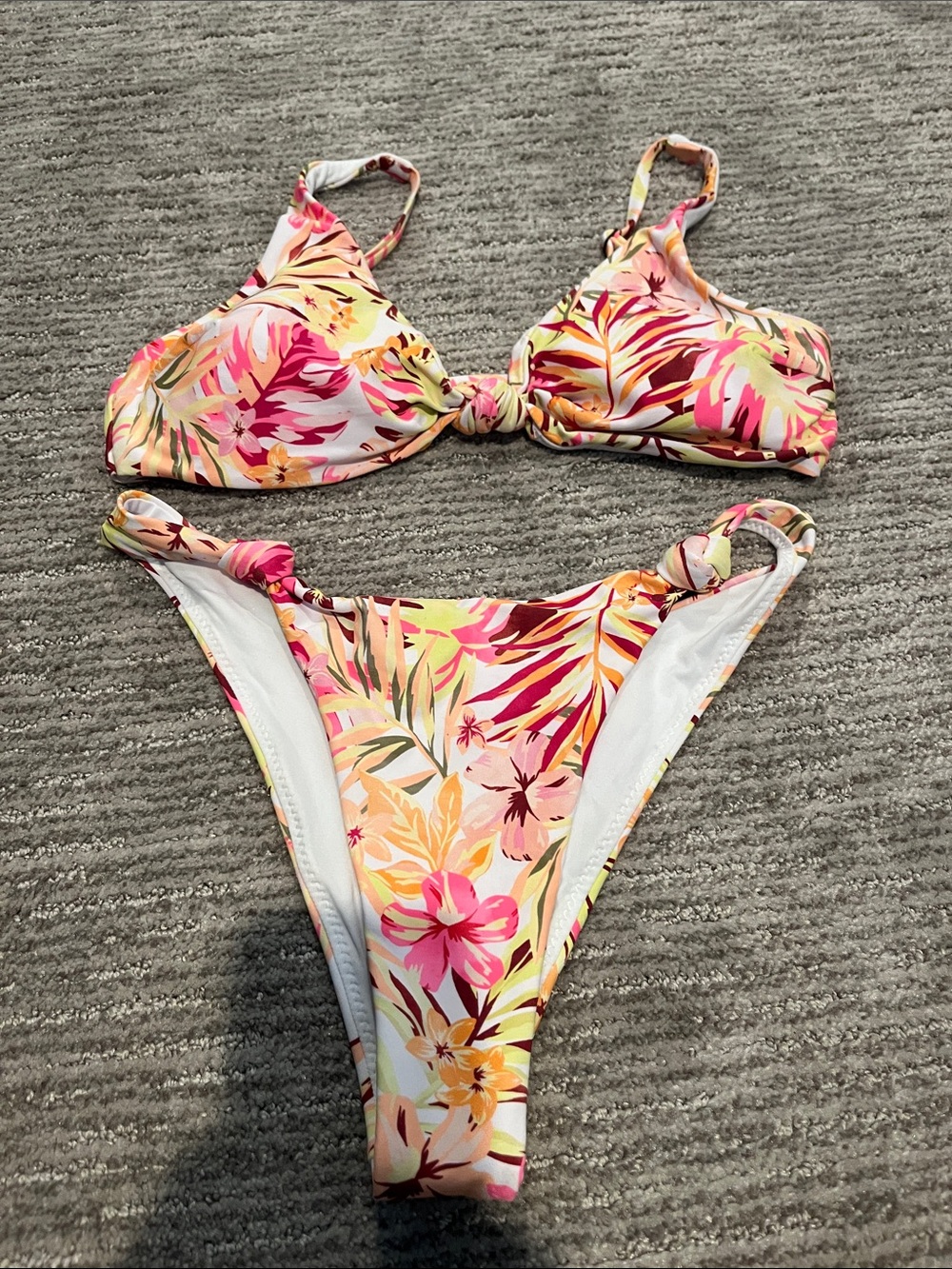 Rip Curl women’s Floral Bikini Top in Pink, Yellow-  size S bottom and M top